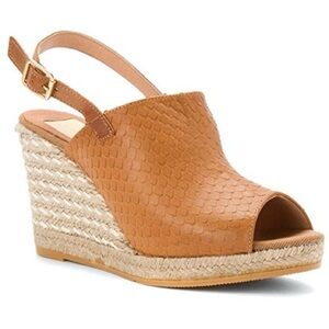 kanna Tan Braided Espadrille Peep-Toe Wedge Sandals